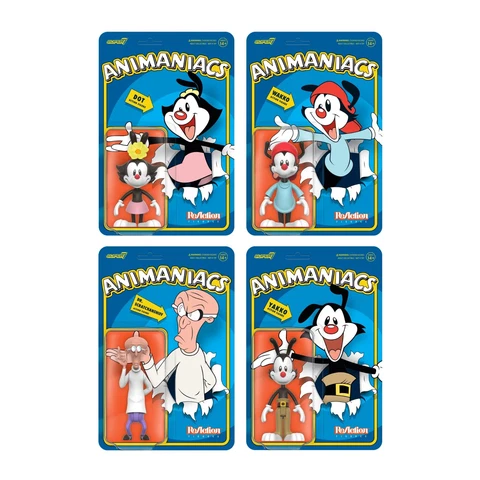 Super7 Animaniacs Reaction Wave 1 Action Figure 4 Pack Wakko, Yakko, Dot, Doctor Cover