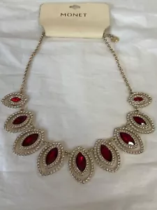 Monet Faux Red Ruby Necklace New w/Tags 20” - Picture 1 of 7