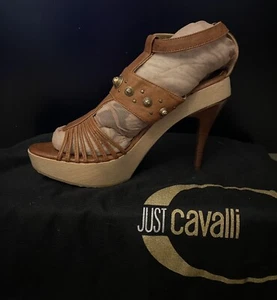 Just/Roberto Cavalli Leather Strap Platform High Heel Shoes. BRAND NEW. Size 38. - Picture 1 of 5