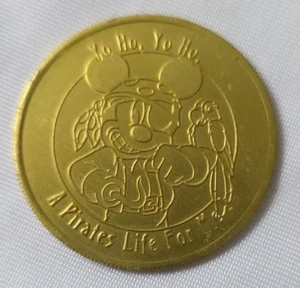 Disney "Yo Ho Yo Ho A Pirates Life For Me" Mickey Mouse Coins Tokens Gold Toned - Picture 1 of 3