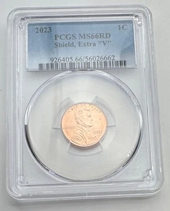 2023 Lincoln Shield Cent Extra V - PCGS Graded MS66RD - Penny - 1C - Xtra V - Picture 1 of 4