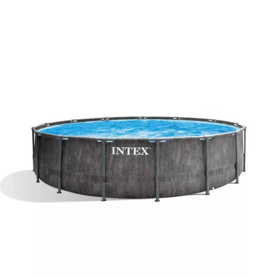 Intex Prisma Frame Greywood 26742 Aufstellpool Ø457x122cm Graue Holzoptik - Bild 1 von 4