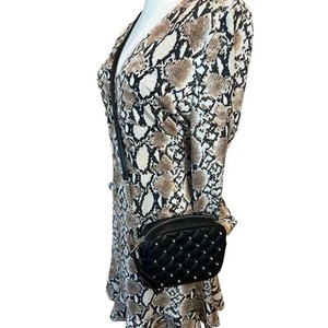 NWOT Rebecca Minkoff Black Faux Leather Quilted Studded Crossbody Shoulder Bag - Picture 1 of 13