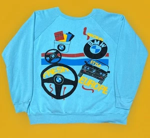 Vintage BMW Sweatshirt Mens XL Graphic Logo Pullover Crewneck 80's Motorsport - Picture 1 of 14