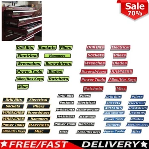 Magnetic Toolbox Labels 12/24PCS Durable Metal Toolbox Drawer Labels Ne w - Picture 1 of 24