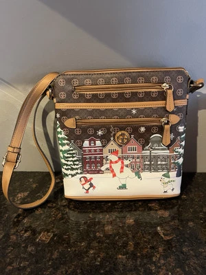 Giani Bernini Winter Holiday Shoulder Tote Bag, Brown/White, NWT - Image 1 of 4