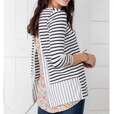 Top túnica Matilda Jane Clothing Joanna Gaines estampado floral a rayas medios mixtos S Foto 1 de 4