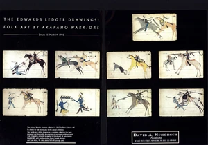 1990 DAVID SCHORSCH EDWARDS LEDGER DRAWINGS FOLK ART ARAPAHO WARRIORS PRINT AD - Picture 1 of 1