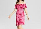 Ma Cherie Maternity Wine Pink Tie Dye Off the Shoulder Dress, Medium