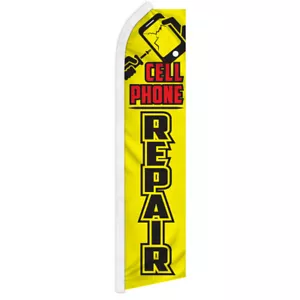 Handy Reparatur Werbung Swooper Feder Flattern Flagge YW/SCHWARZ - Bild 1 von 2