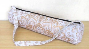 Mandala White Golden Yoga Gym Mat Carry Bag With Shoulder Strap Carrier Bags - Picture 1 of 4