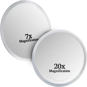 20X & 7X Magnifying Mirror Set Combo with 3 Stick On Suction Cups for Makeup ... - Picture 1 of 7