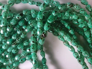 Vtg 50 TURQUOISE STYLE FIRE POLISHED 7X5m GLASS DROP BEADS  #010720h - Picture 1 of 3