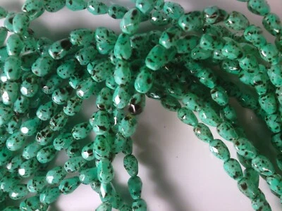 Vtg 50 TURQUOISE STYLE FIRE POLISHED 7X5m GLASS DROP BEADS  #010720h - Image 1 of 3