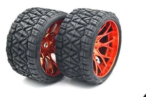 Sweep 1004RC Monster Truck Land Crusher Belted tire preglued on WHD RED Chrome w - Picture 1 of 5