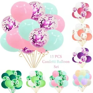 Birthday Balloon Confetti Helium 15PCS Set 10" Latex Balloons Wedding Kids Party - Picture 1 of 10