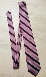 Calvin Klein Neck Tie Mens Purple Black Diagonal Striped 100% Silk Necktie - Picture 1 of 4