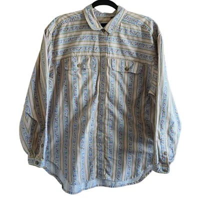Vtg 80s/90s L/XL Liz Claiborne Sport Western Shirt Floral Rose Cottage Farm - Image 1 of 4