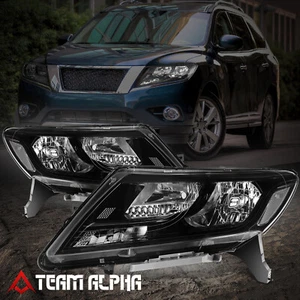 Fits 2013-2015 Nissan Pathfinder OE Style Pair Black Housing Headlight Headlamps - Picture 1 of 8