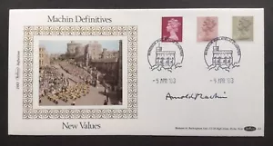 GB Benham 1983 1p 3p 16p Definitives on First Day Cover, SIGNED by ARNOLD MACHIN - Picture 1 of 2