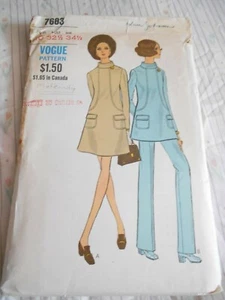 VOGUE MATERNITY DRESS TUNIC PANTS PATTERN 7683 SIZE 10 BUST 32 1/2 HIP 34 1/2 - Picture 1 of 1