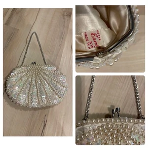 Vintage Pearl And Sequin Evening Bag Mister Ernest Simon Hong Kong 7”x5” Bridal - Picture 1 of 9