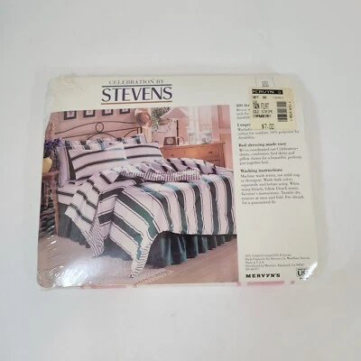  New VTG Celebration Stevens Twin Flat Sheet Pink white stripes 200 thread - Image 1 of 4