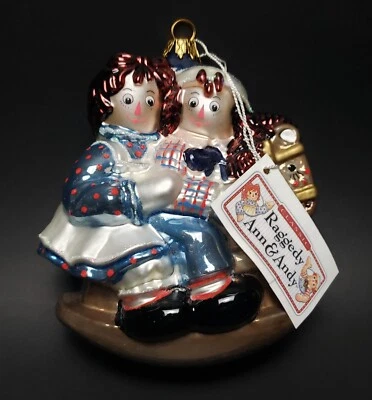 Vintage Kurt Adler POLONAISE Collection RAGGEDY ANN & ANDY on Rocking Horse NOS - Image 1 of 4