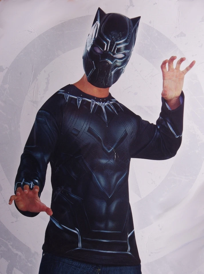 Hombres Adultos PANTERA NEGRA Película Guerra Civil Halloween Purim Disfraz Máscara Lg XL NUEVO Foto 1 de 1