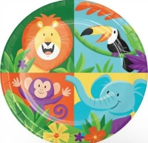 Jungle Safari 7 Inch Paper Plates 8 Pack Jungle Birthday Party Tableware - Picture 1 of 2