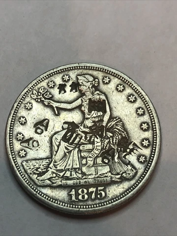 SASA 1875 Cc Trade Dollar Better Grade Chopmarked Cover
