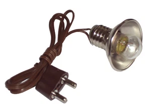 Fassung E10 mit Reflektor, Birnchen,Kabel,Stecker Lampe f.Krippe,Puppenhaus 3,5V - Bild 1 von 1