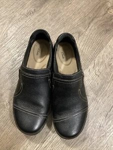 Collection By Clarks Black Leather Slip On Shoes Casual Comfort Women's Sz6 - Picture 1 of 4