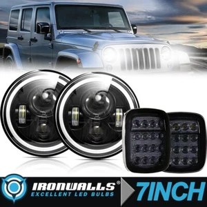 Combo de faros LED de 7 pulgadas alto/bajo + luces traseras de humo para Jeep Wrangler TJ CJ - Imagen 1 de 12
