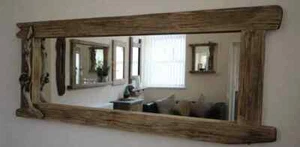 Large distressed wooden framed mirror - Picture 1 of 1