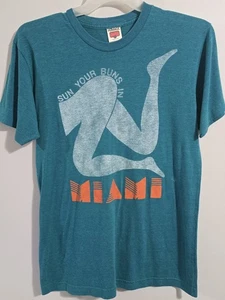 Vintage 1990s Single Stitch Miami Florida Beach Graphic T-Shirt Womens Size Med - Picture 1 of 6