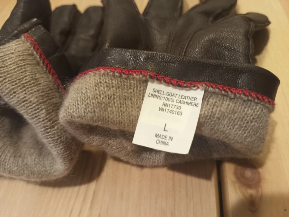 Guantes grandes para dama con forro de cuero de cabra 100 % cachemir Foto 1 de 4