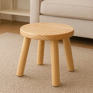 Natural Solid Wood Step Stool for Kids Adults Sturdy 4-Leg Toddler Stool - Picture 1 of 8
