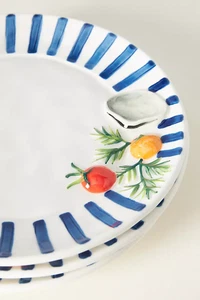 NEW ANTHROPOLOGIE MICOLA SEAFOOD CLAM SHELL BLUE STRIPE MOTIF DESSERT PLATE - Picture 1 of 3