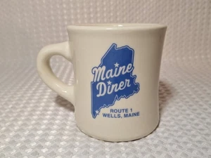 Vintage Wells Maine Diner Route 1 Cafe Heavy Restaurant Ware Stoneware Mug - Picture 1 of 8