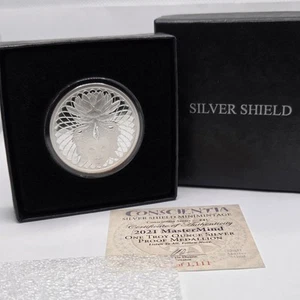 1 Tr Oz .999 Fine Silver Conscientia 2021 MasterMind Silver Shield Proof w/COA - Picture 1 of 7