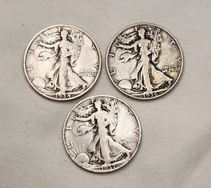 1934, 1936, 1937 - 50C Walking Liberty - 3 Half Dollar Münzen - Bild 1 von 1