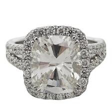 GIA Certified 4.00 Carat Cushion Cut Diamond Engagement Ring 18k White Gold