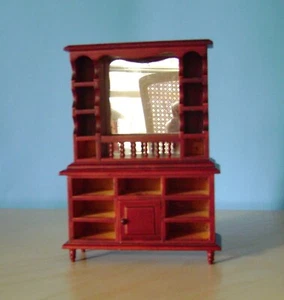 Schöne Holz Puppenstube verspiegelt Buffet Schrank Stall Vitrine fehlende Schubladen  - Bild 1 von 3