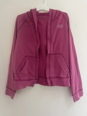 Jaqueta de algodão leve TCP infantil meninas com capuz manga longa rosa quente L 10/12 - Imagem 1 de 4