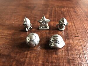 Nintendo Monopoly Collector’s Edition 5 Replacement Tokens Pieces Pewter