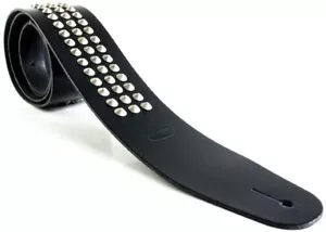 Cinghia per chitarra design classico in vera pelle metallo metallizzato rock punk - Foto 1 di 4