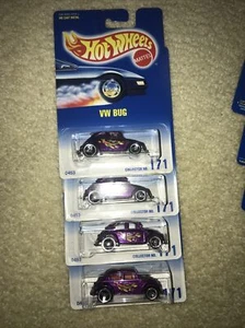 Hot Wheels 1997 Mainline # 171 (4) VW BUG Purple 3 Spoke Wheels - Picture 1 of 3