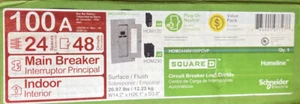 SQUARE D HOM2448M100PCVP ELECTRICAL PANEL 24 SPACES 48 CIRCUITS 100A 2*30A 3*20A - Picture 1 of 9