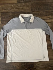 Eddie Bauer Free Dry Active Long Sleeve Quarter Zip Pullover Beige Grey Mens XL - Picture 1 of 12